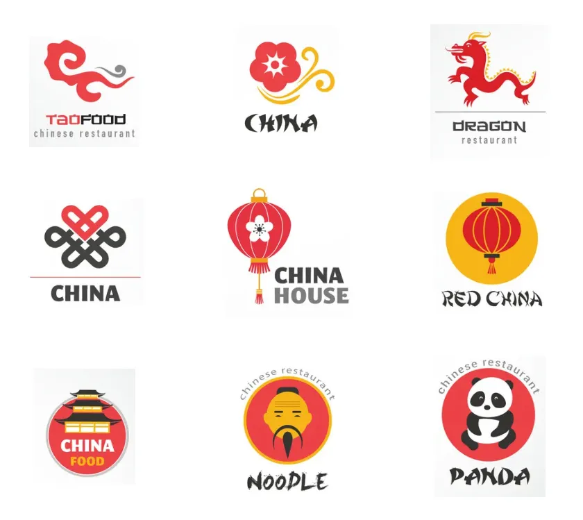Mẫu logo quán ăn đẹp được thiết kế theo phong cách Trung Hoa