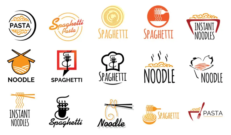 Mẫu logo quán ăn đẹp được lấy ý tưởng từ Mỳ Ý