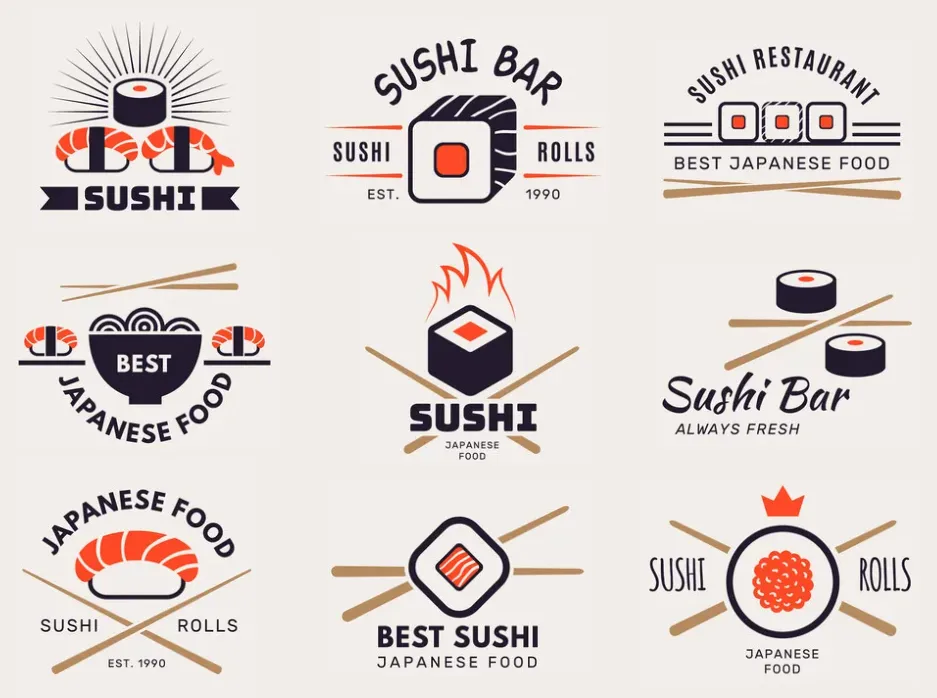 Mẫu logo quán ăn đẹp được thiết kế theo phong cách Nhật Bản