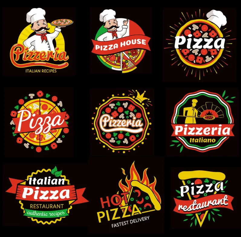 Mẫu logo quán ăn đẹp được lấy ý tưởng từ Pizza
